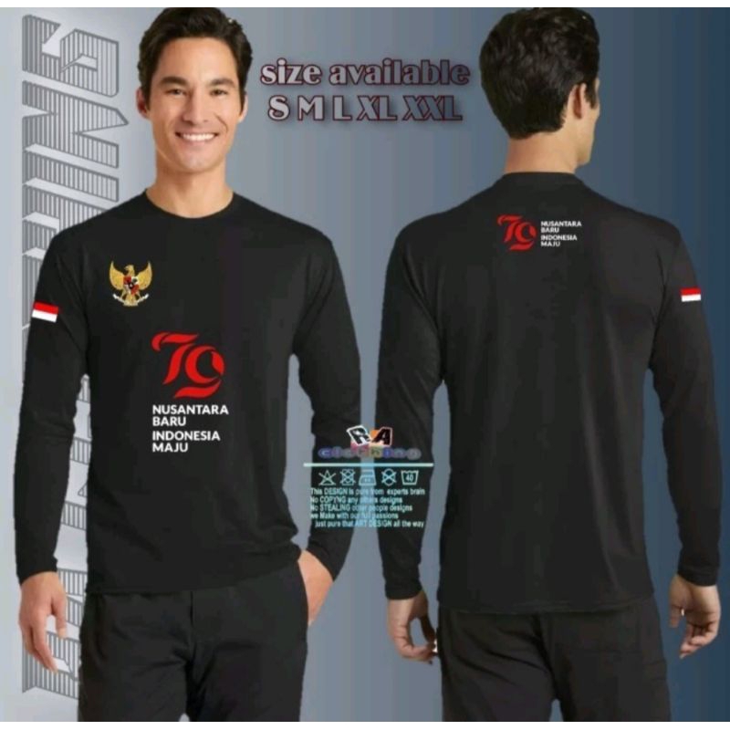 KAOS HUT RI KE 79 LENGAN PANJANG SABLON DEPAN BELAKANG/ KAOS HUT RI