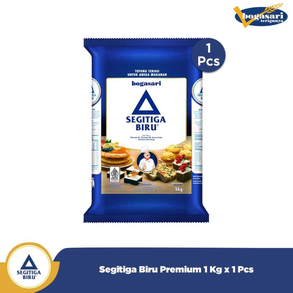

Tepung Terigu Bogasari Segitiga Biru Premium 1 Kg x 1 Pcs