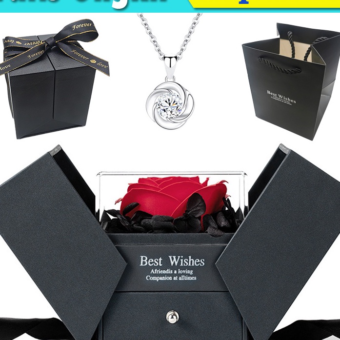 

KI3 Eternal Rose Gift Box Kotak Perhiasan Kado Kalung Cincin Lamaran Mawar Gift Box Mawar Visual Experience