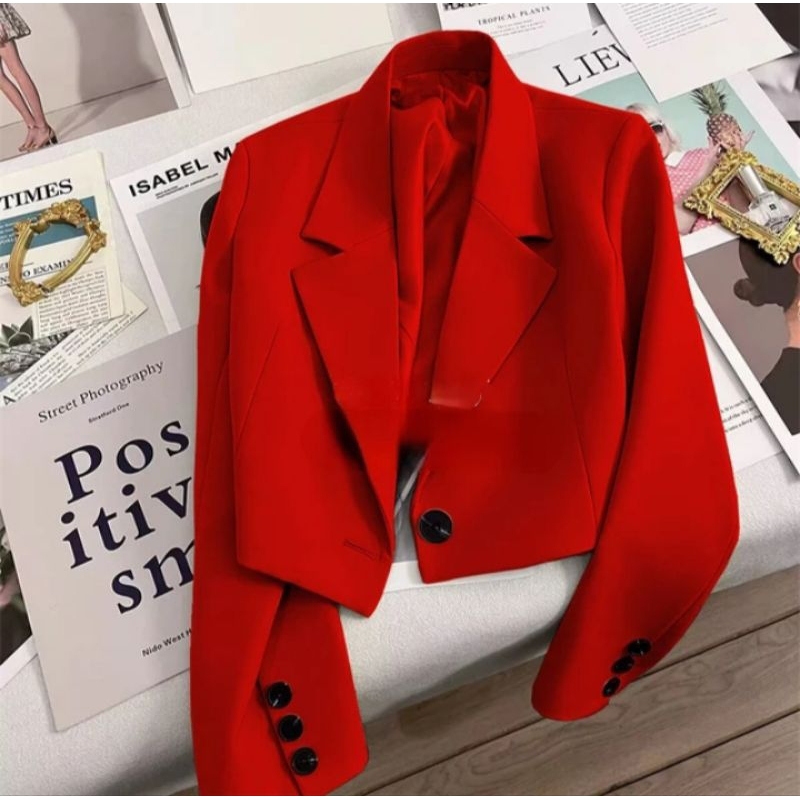 [ Believe.jr ] Suzy Crop Blazer / Crop Blazer Korean / jas Blazer Cropped /Crop Top Wanita Import