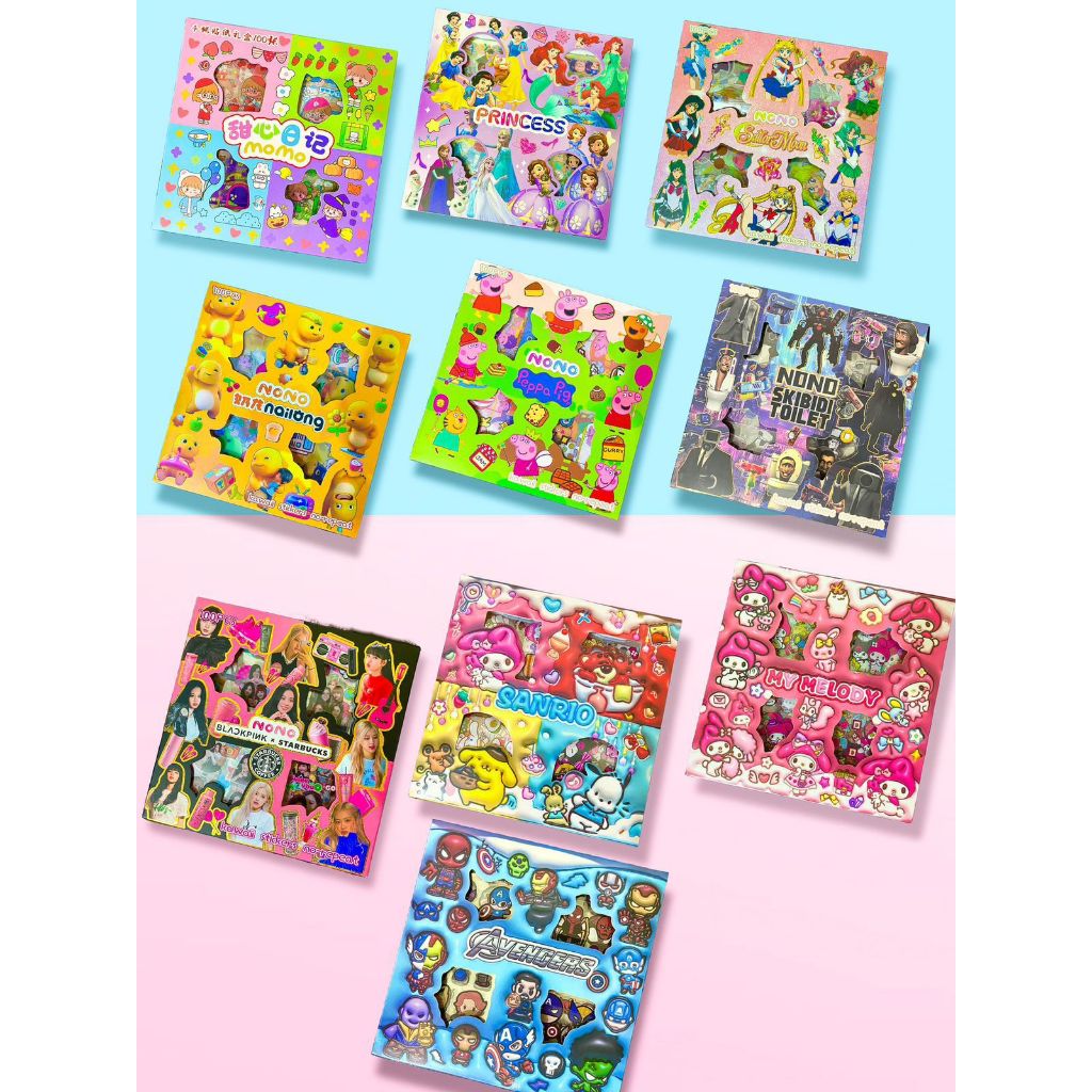 

Stiker Nono Momo Cici Sticker Sanrio Kuromi, Melody, Cinamorol, Lotso, One Piece Dll Isi 100pcs