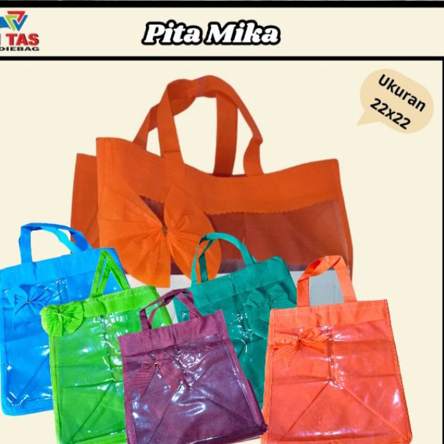 

Murah Goodiebag mika tas kain kombinasi mika untuk box dan hampers isi 12pcs