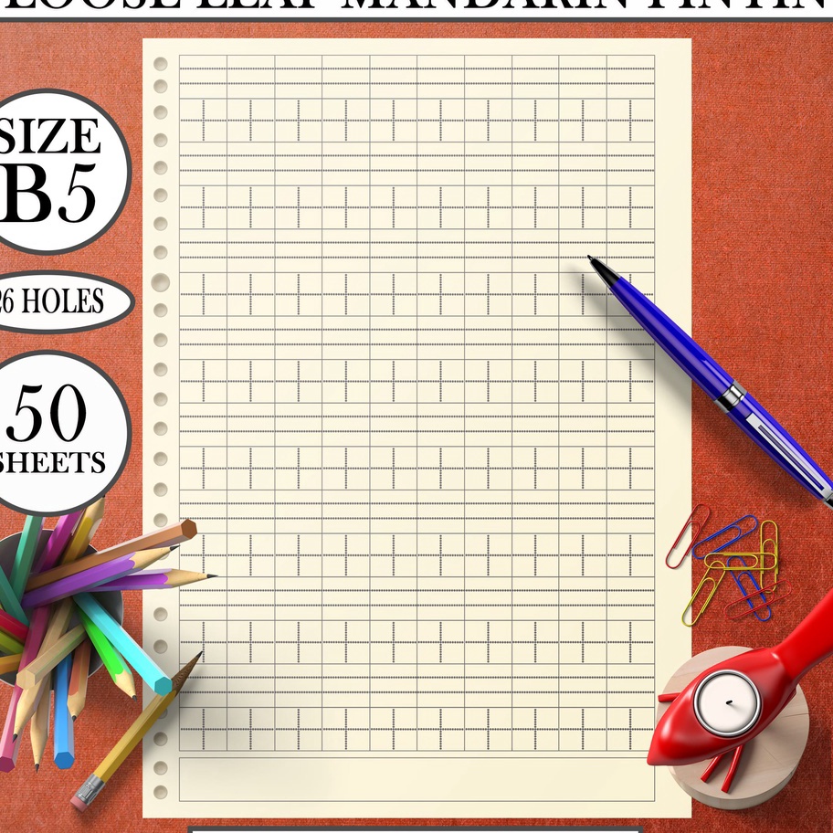 

Grosir notebook Isi Kertas File Binder B5 Loose Leaf latihan menulis kanji hanzi Refill PINYIN KOTAK Mandarin hanzi Hvs Book Paper Bookpaper