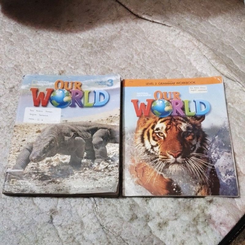 2 BUKU ORI OUR WORLD STUDENTS BOOK & WORKBOOK 3 PENERBIT NATIONAL GEOGRAPHIC