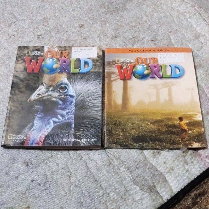 2 BUKU ORI OUR WORLD STUDENTS BOOK & WORKBOOK 4 PENERBIT NATIONAL GEOGRAPHIC