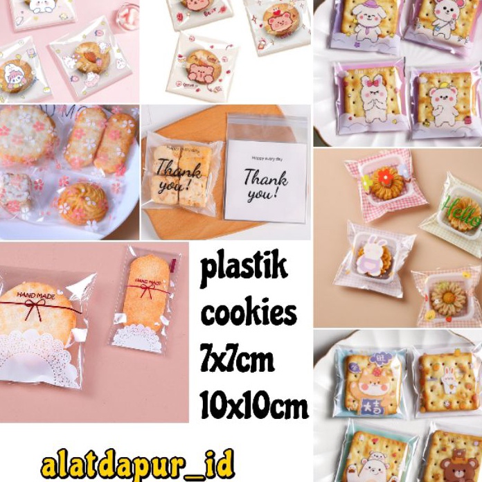

Terbaik 1x1cm 1pcs plastik cookies roti plastik OPP kue donut perekat seal