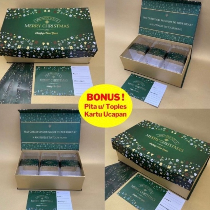 

Extra Hardbox kue kering box kue kering Natal Box isi 3 untuk toples 35gr Natal Box hampers kue kering