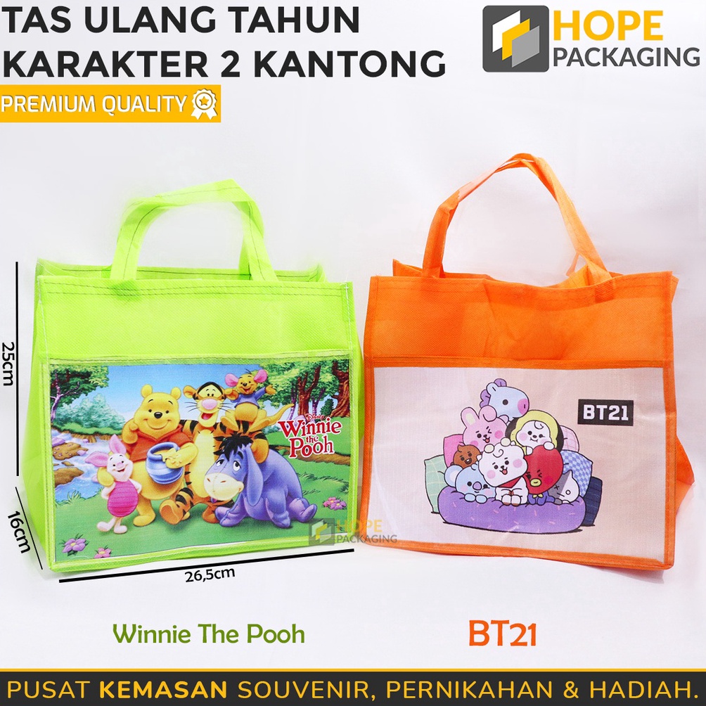 

WOW Tas Spunbond Ulang Tahun Anak Murah UK 265x25cm Tas Bento Karakter 2 Kantong Souvenir Birthday Tas Ultah Tas Ulang tahun Anak Goodiebag Ulang Tahun Tas Ultah Ladscape