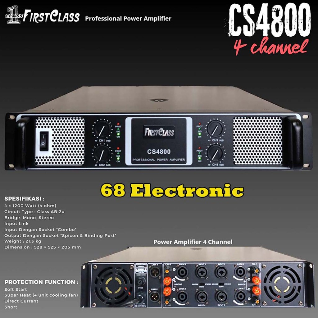 Firstclass Power Amplifier CS4800 CS 4800 CS-4800 cs4800  1200W × 4 Original