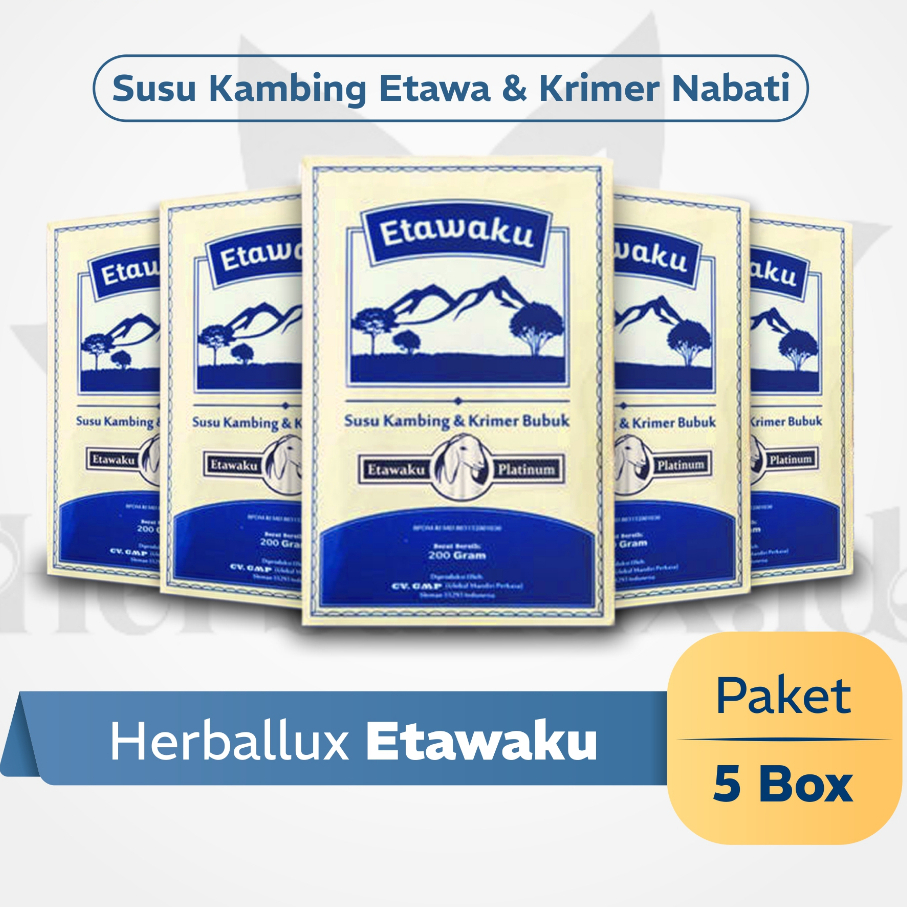 

Etawaku Platinum Paket 5 Box– Susu Kambing Etawa & Krimer Nabati isi 200gr Herballux