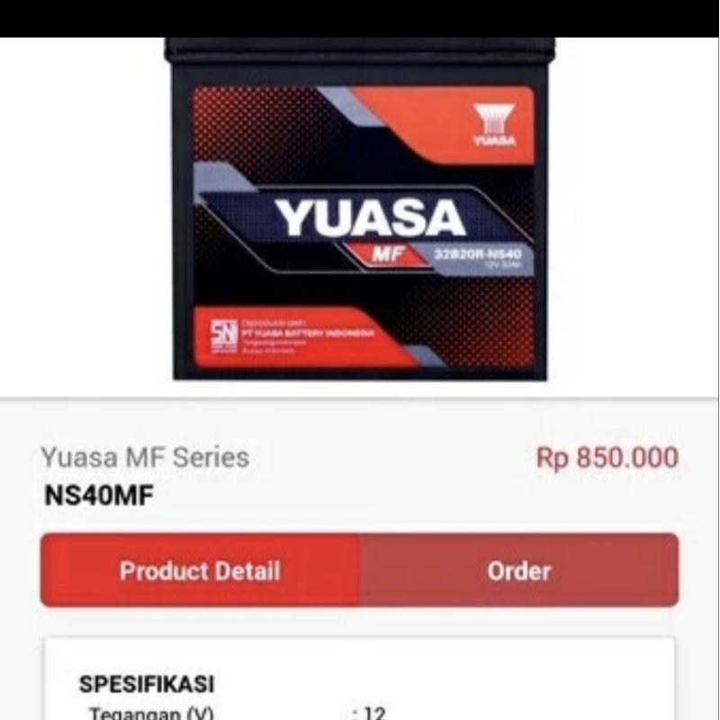 Aki accu  mf kering NS40 yuasa bagus LUXIO