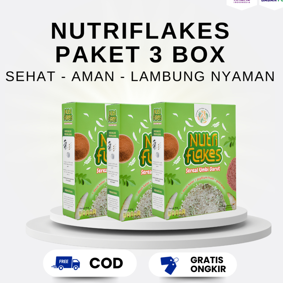 

NUTRIFLAKES Paket 3 Box - Sereal Oatmeal Menyembuhkan Asam Lambung dan Gerd 280gr/box