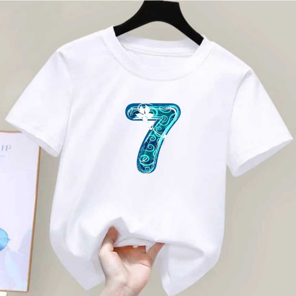 Kaos Atasan Anak cewek angka seven 7 Pakaian Anak Untuk Umur 2-10 Tahun