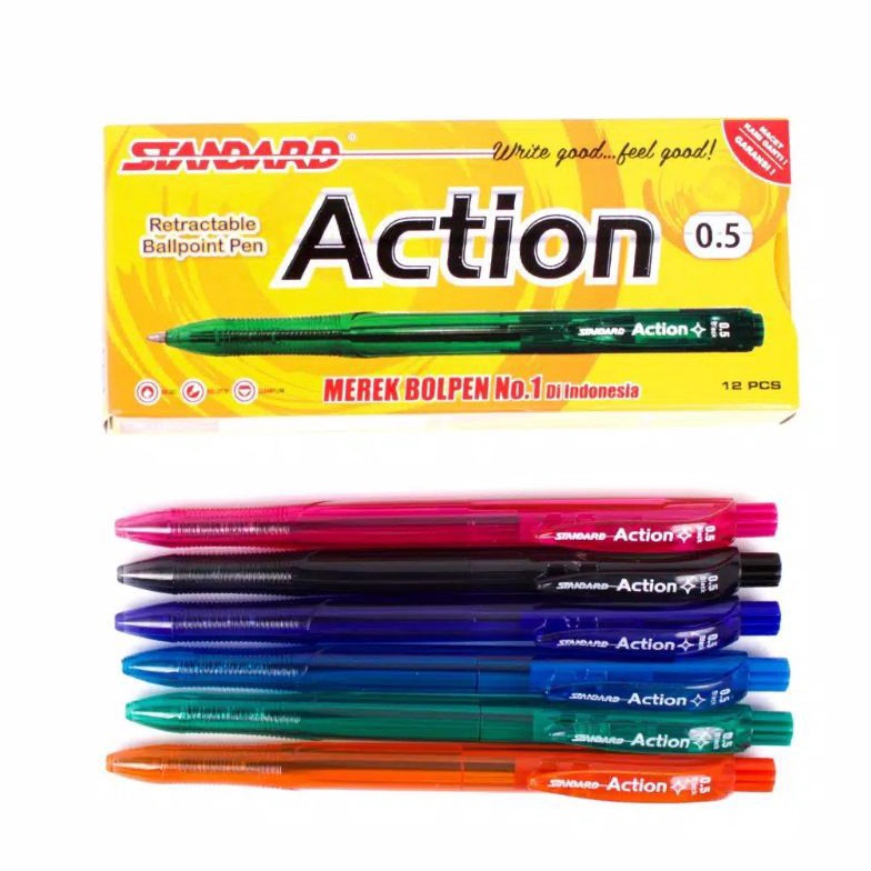 

TERBUKTI Pulpen Standard Action 5 mm Retractable Per Lusin