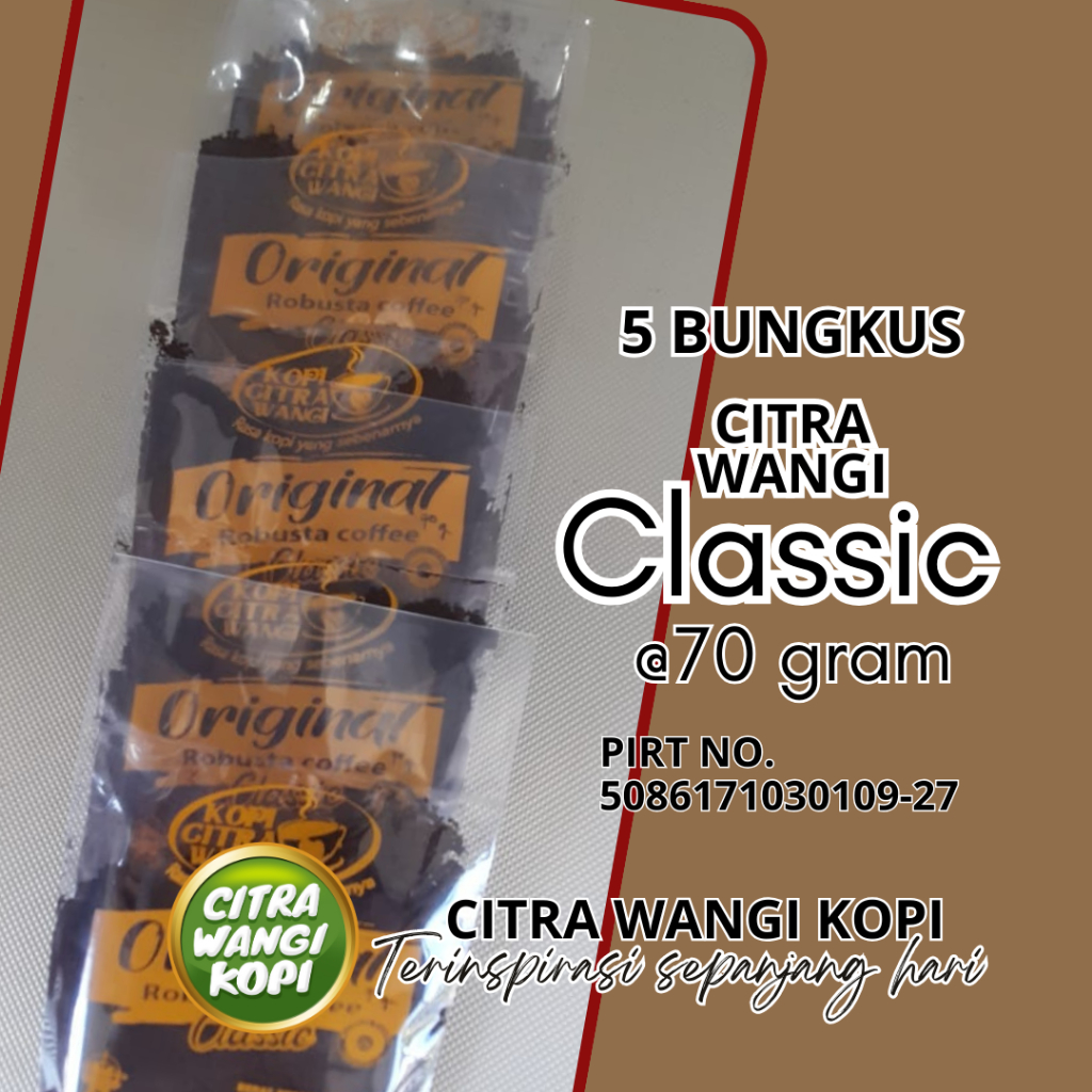 

kopi Bubuk Robusta Merk Citra Wangi Variant Classic 5 bks @70gram = 350 gram