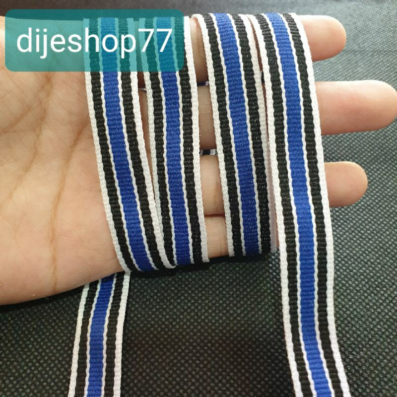 pita list biru hitam 1,5 cm / pita per 1 METER / pita selvedge 1.5 cm / pita selvedge jeans denim 1.