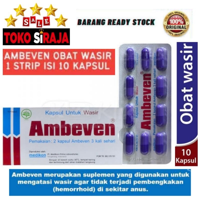 AMBEVEN OBAT WASIR 1 STRIP 10 KAPSUL / KAPSUL UNTUK WASIR AMBEVEN