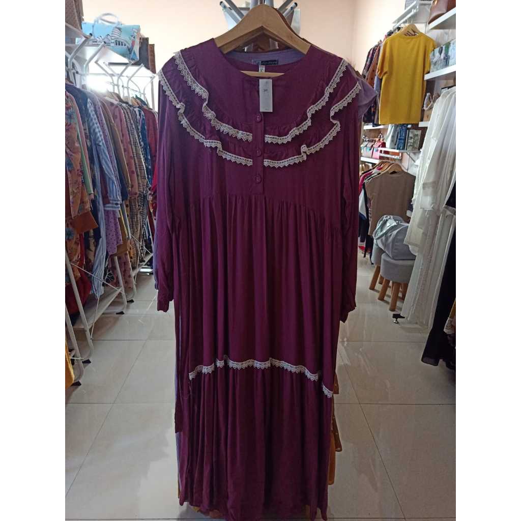 NAULA Gamis Rayon Twill Renda