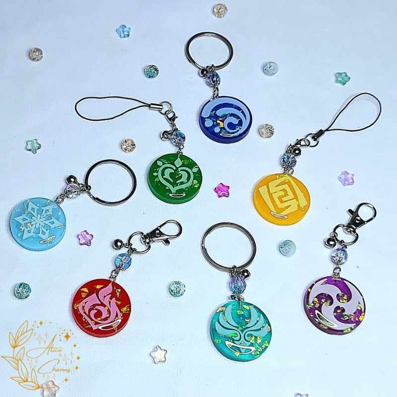 Keychain/Ganci, Gantungan/Strap Handphone Resin Vision Genshin Impact Type E