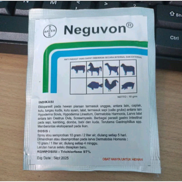 Neguvon Bayer Original Membasmi Kutu Tungau Pada Hewan Ternak Kambing Sapi Domba Peternakan Anti Par