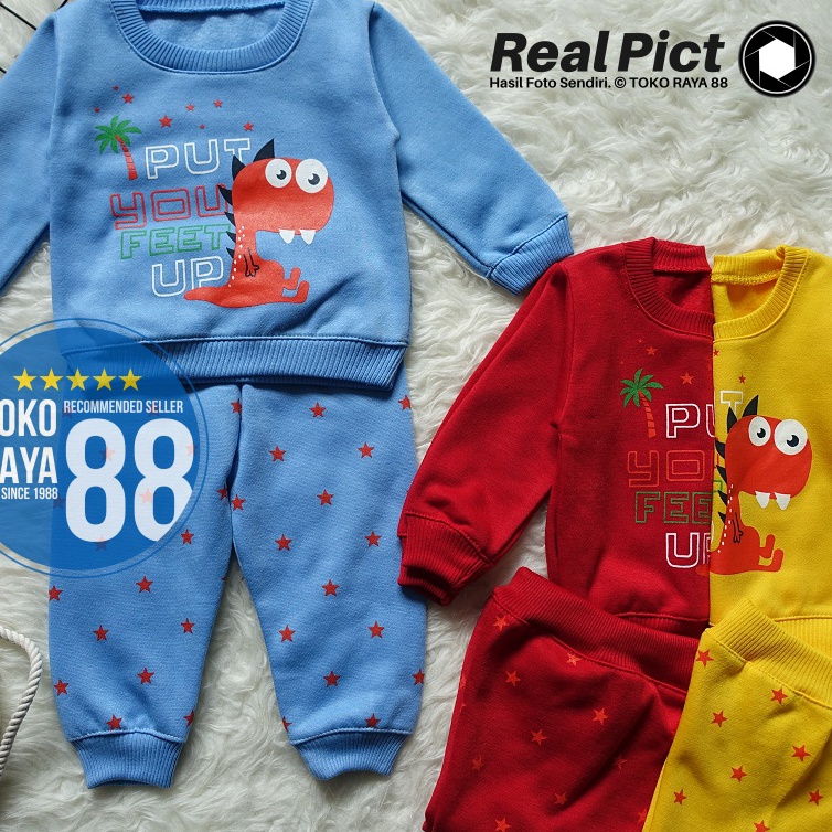 Top SJKRF4 TOKO RAYA 88 Setelan Sweater Fleece Anak 1  2 Tahun Jaket Bayi RED FOREST Feet Up Outfit 