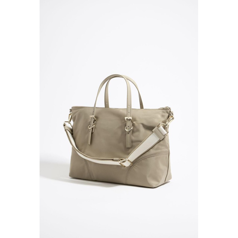 bimba y lola byl LARGE LIGHT KHAKI NYLON SHOPPER BAG (kurleb 35/41 x 15 x t 28cm)
