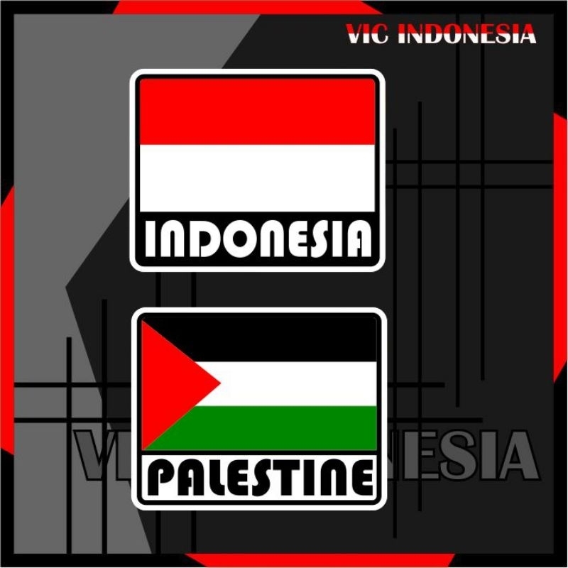 

sticker bendera indonesia, bendera palestine, 2pcs