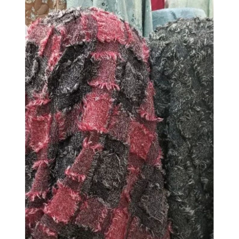 bahan/ kain semi linen motif kotak