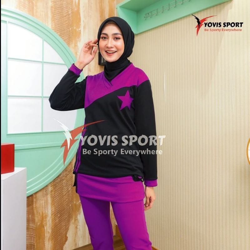 Setelan senam tunik wanita Yovis Sport / pakaian olahraga muslimah/setelan olahraga wanita muslimah