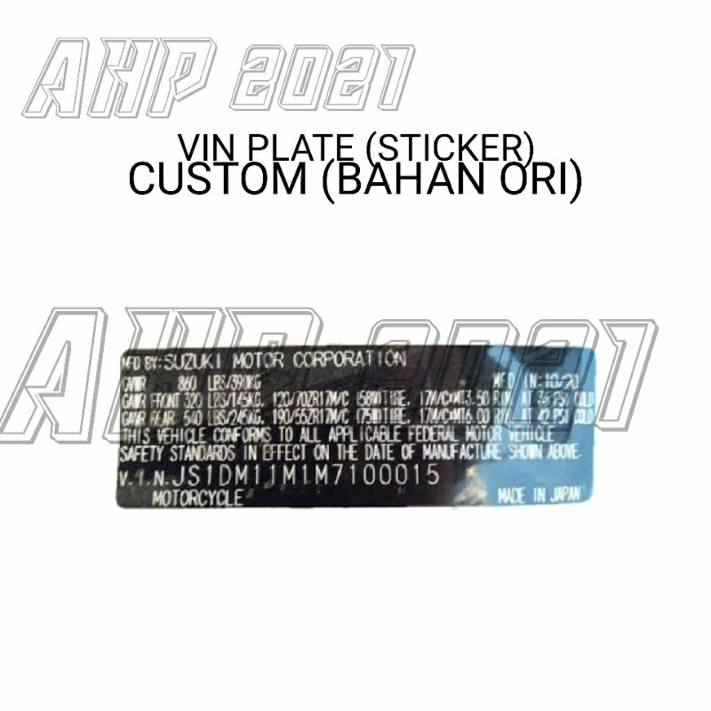 peneng nomor rangka kendaraan stiker custom