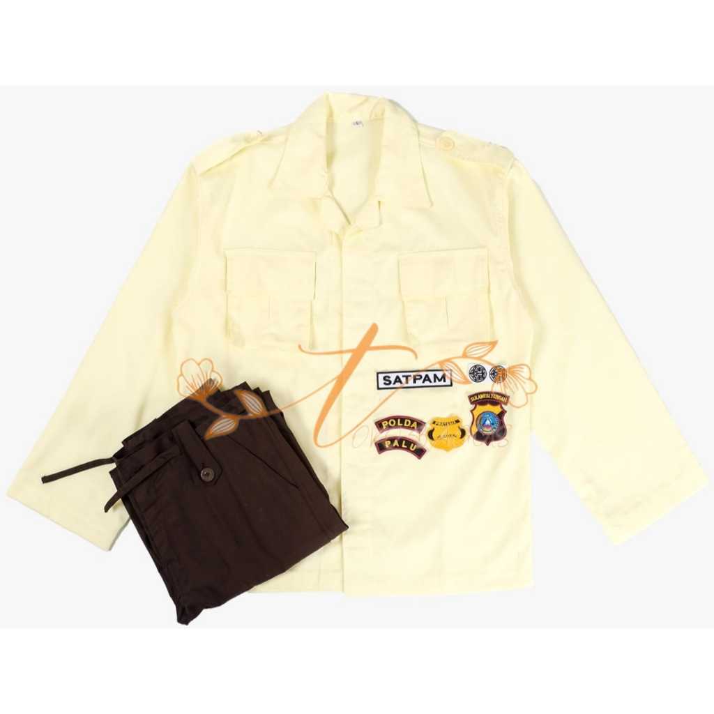 SERAGAM SATPAM TERBARU CREAM. PDH SATPAM CREAM.PDL SATPAM CREAM TERBARU 2023.SATPAM CREAM.SECURITY