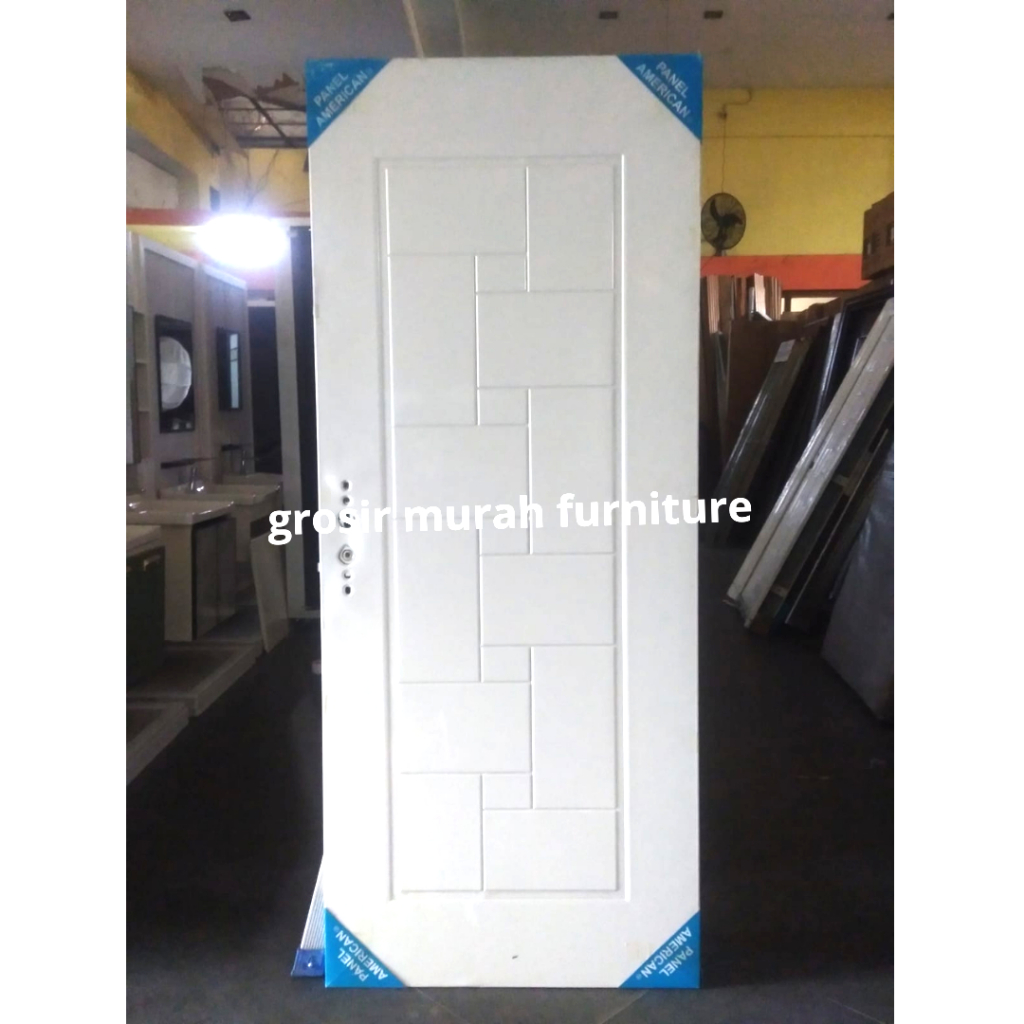 Pintu DHI 04 Plat Baja Utama/Kamar/Kontrakan/Kosan/Rangka kayu plat Baja,Lengkap dengan Daun + Kusen