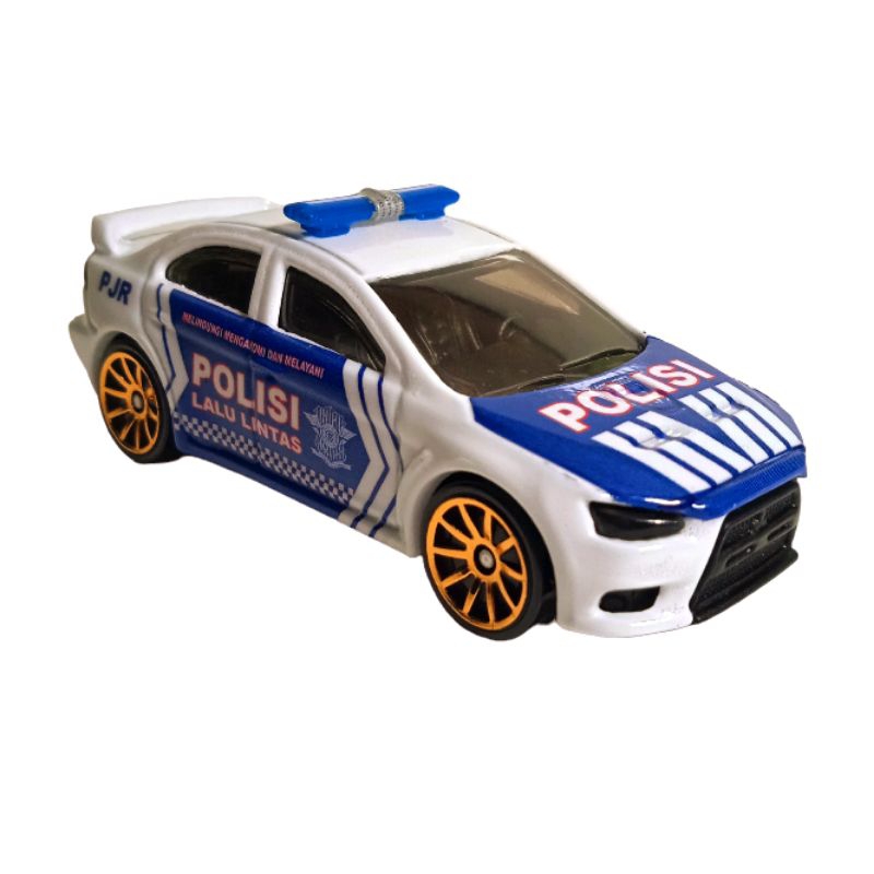DIECAST SKALA 1/64 HOTWHEELS MITSUBHISI LANCER EX CUSTOM POLISI INDONESIA PATWAL PJR