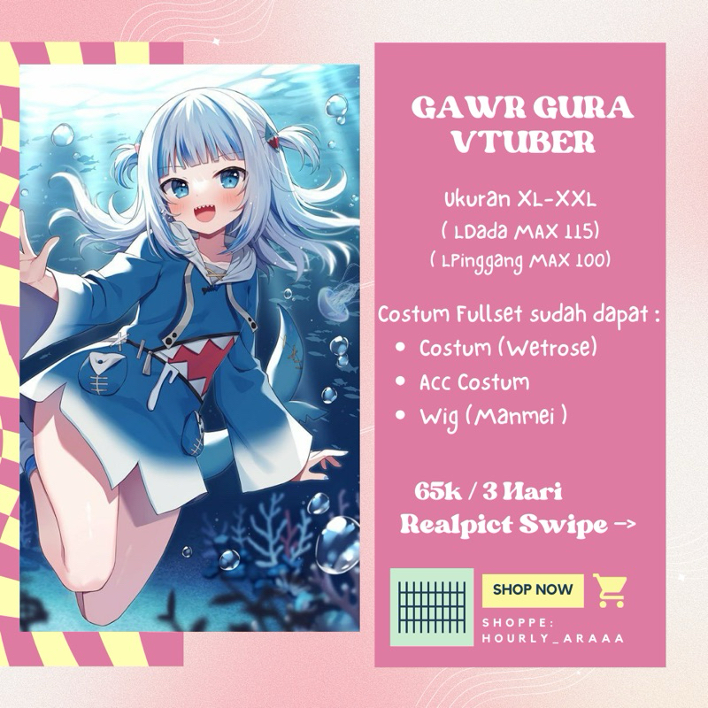 SEWA/RENTAL COSTUM GAWR GURA VTUBER