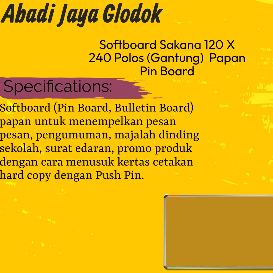 

SAKANA Softboard 120 X 240 Polos (Gantung) / Papan Pin Board