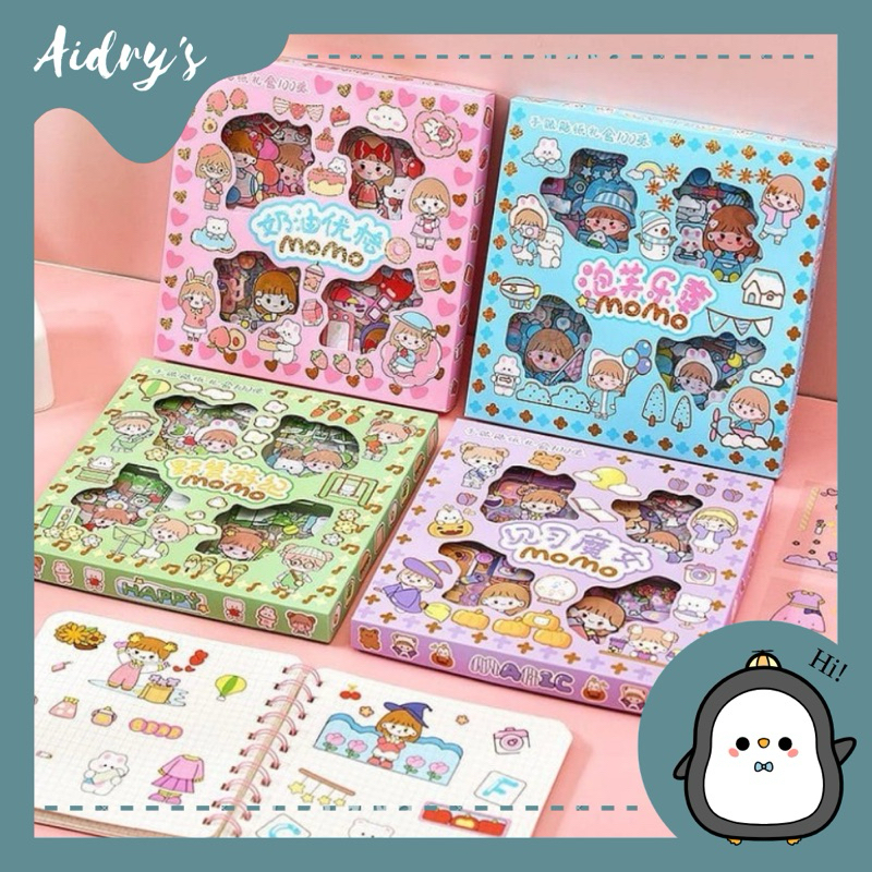 

❤️ AIDRY’SLOVE ❤️ MOMO STIKER LUCU | 100 LEMBAR STIKER KARTUN KOREA LUCU | STIKER 1 BOX