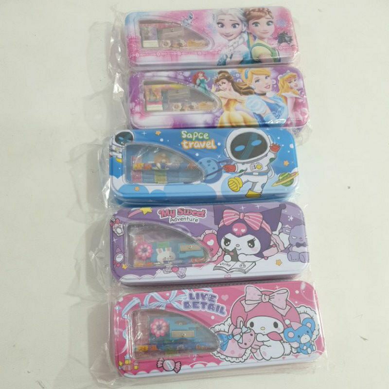 

Tempat pensil kaleng 2 tingkat set sanrio kuromi my melodi cinnamoroll