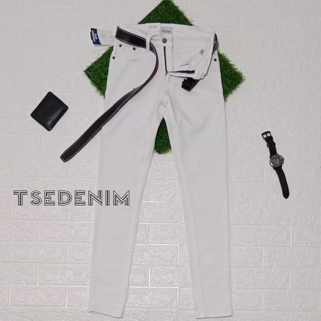 Celana Jeans Panjang Pria Pull&Bear Model Slimfit Skinny Bahan Streetch Putih (COD)