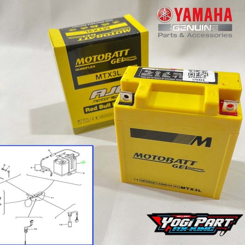 AKI ACU BATERY RXKING RX KING NINJA ORIGINAL MOTOBAT MOTOBATT