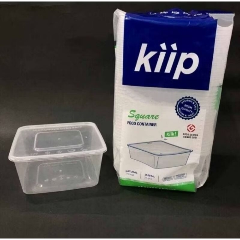 Thinwall BUJUR SANGKAR KIIP 1500ml + Tutup / Kotak Makan (isi 25 pcs)