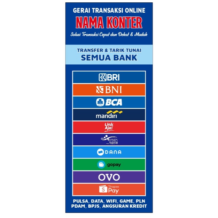 

STIKER VINYL GERAI TRANSAKSI ONLINE ( CUSTOM NAMA KONTER )