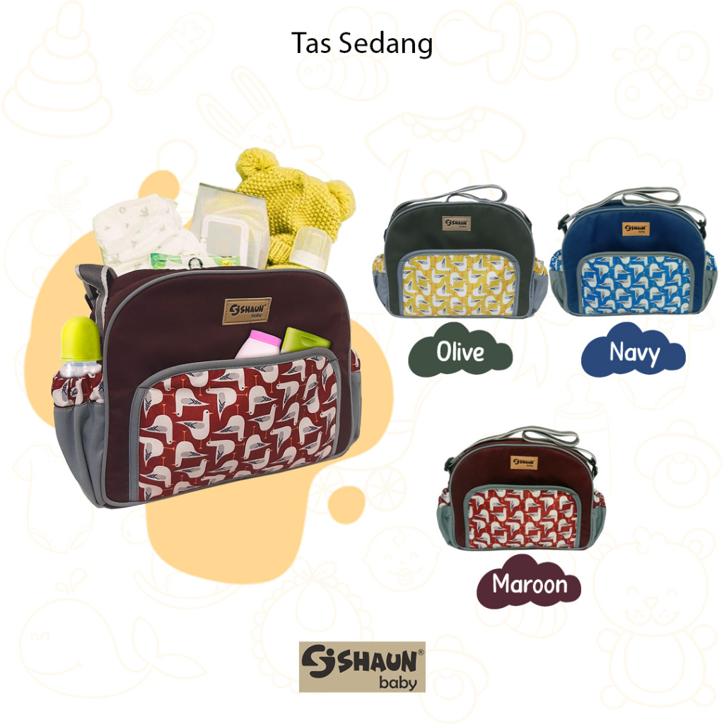 Tas Bayi Sedang Serbaguna Diaper Bag ShaunBaby Motif Burung