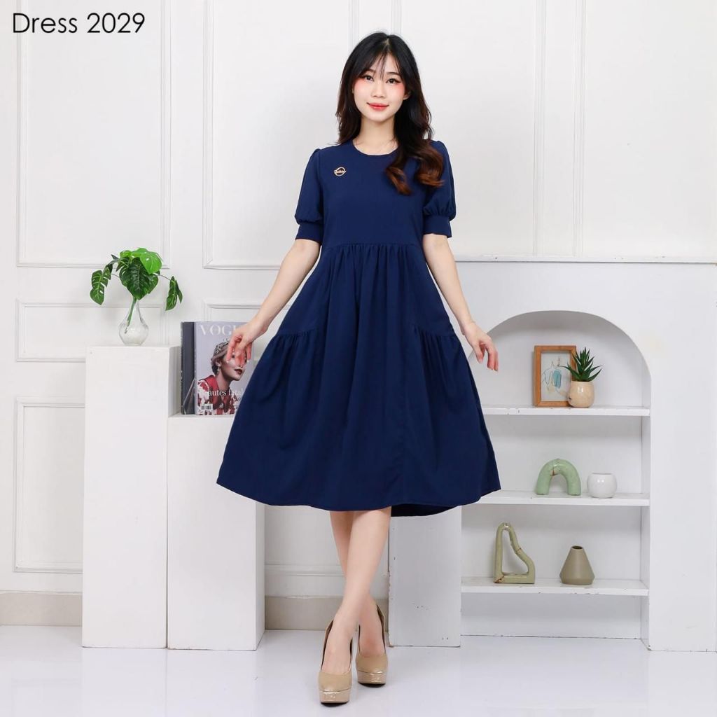 (29) Belly Dress outfit simple lengan pendek elegan bahan Bublel spandek premium dress kekinian