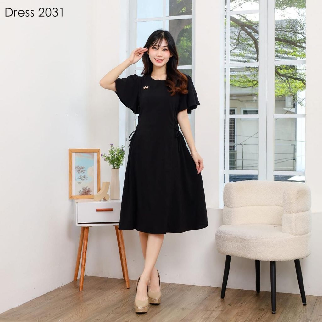 (31) Belly Dress outfit simple lengan pendek elegan bahan Bublel spandek premium dress kekinian