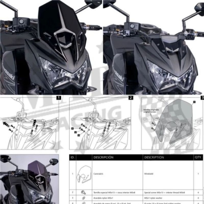 Visor kawasaki z800. impor bukan lokal. windshield z800