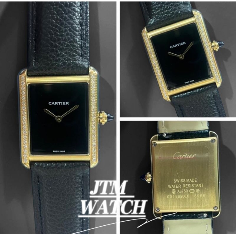 JTM WATCH Jam Tangan Wanita Cartier Tank Diamond Classic Jeruk Leather Quartz Japan Movement