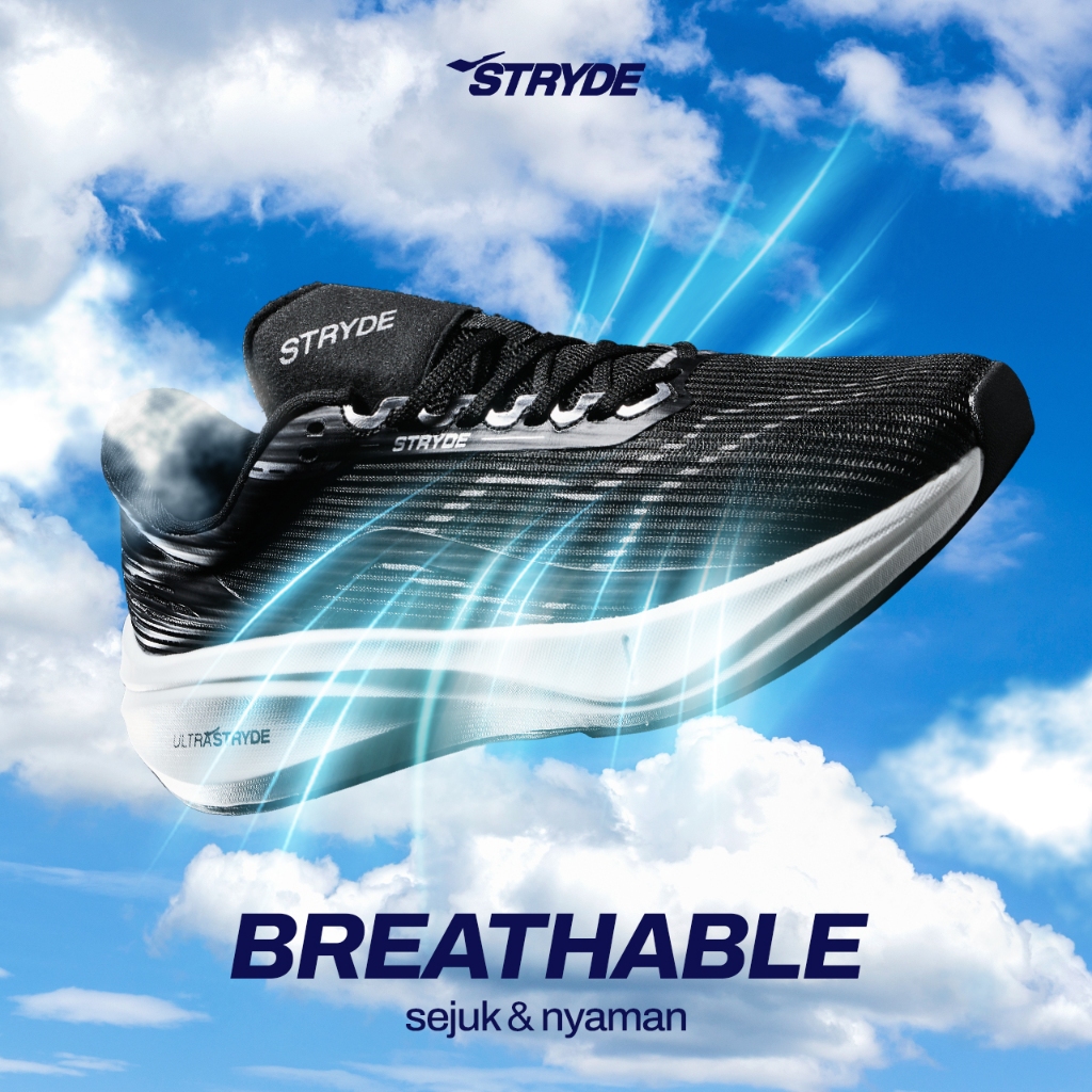 New Deals Heiden Heritage [Hrtg] - Ultra Stryde - Black - Sepatu Sneakers Sport Running Sekolah