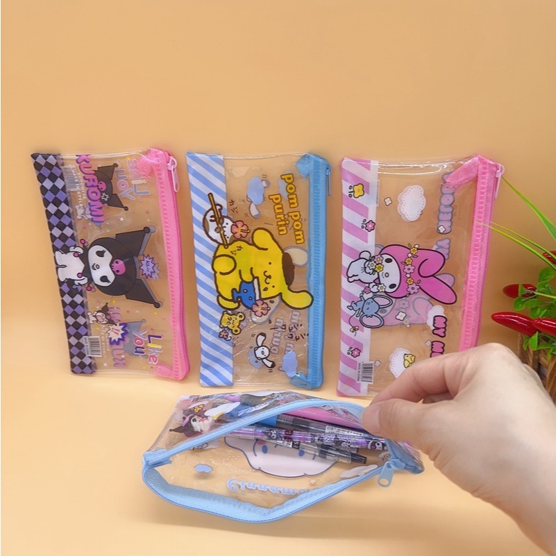 

Tempat Pensil Mika SANRIO - pouch mika transparant serbaguna motif kuromi melody purin chinnamorol