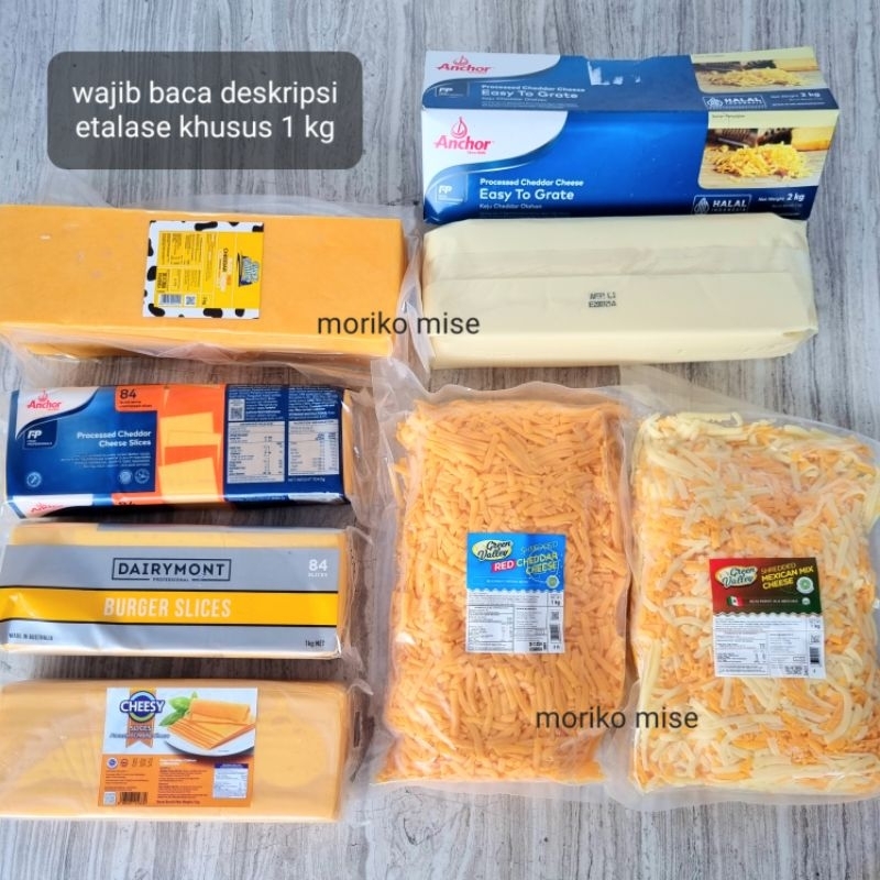 

[ 84 lembar 1 kg Original pack TANPA SEKAT ] ANCHOR red cheddar slice CHEESY / DAIRYMONT red cheddar colour slices / keju oranye cheddar cheese GREEN VALLEY mexican cheese / EASY TO GRATE keju orange red cheddar cheese sliced melted mac and cheese