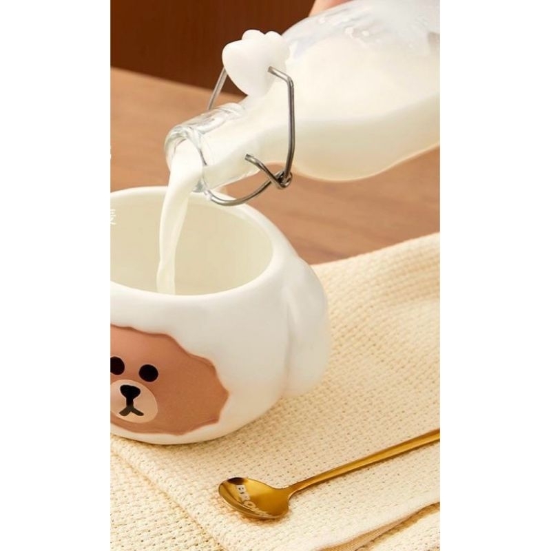 ORIGINAL LINE FRIENDS MUG MANGKOK CEREAL SOUP BROWN CERAMIC LINE FRIENDS ORIGINAL